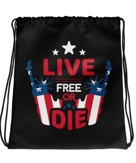 Live Free Or Die USA Drawstring bag